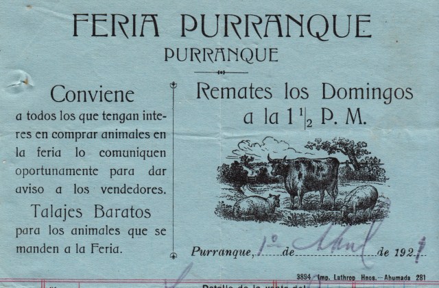 Membrete de una factura de la Feria de Purranque